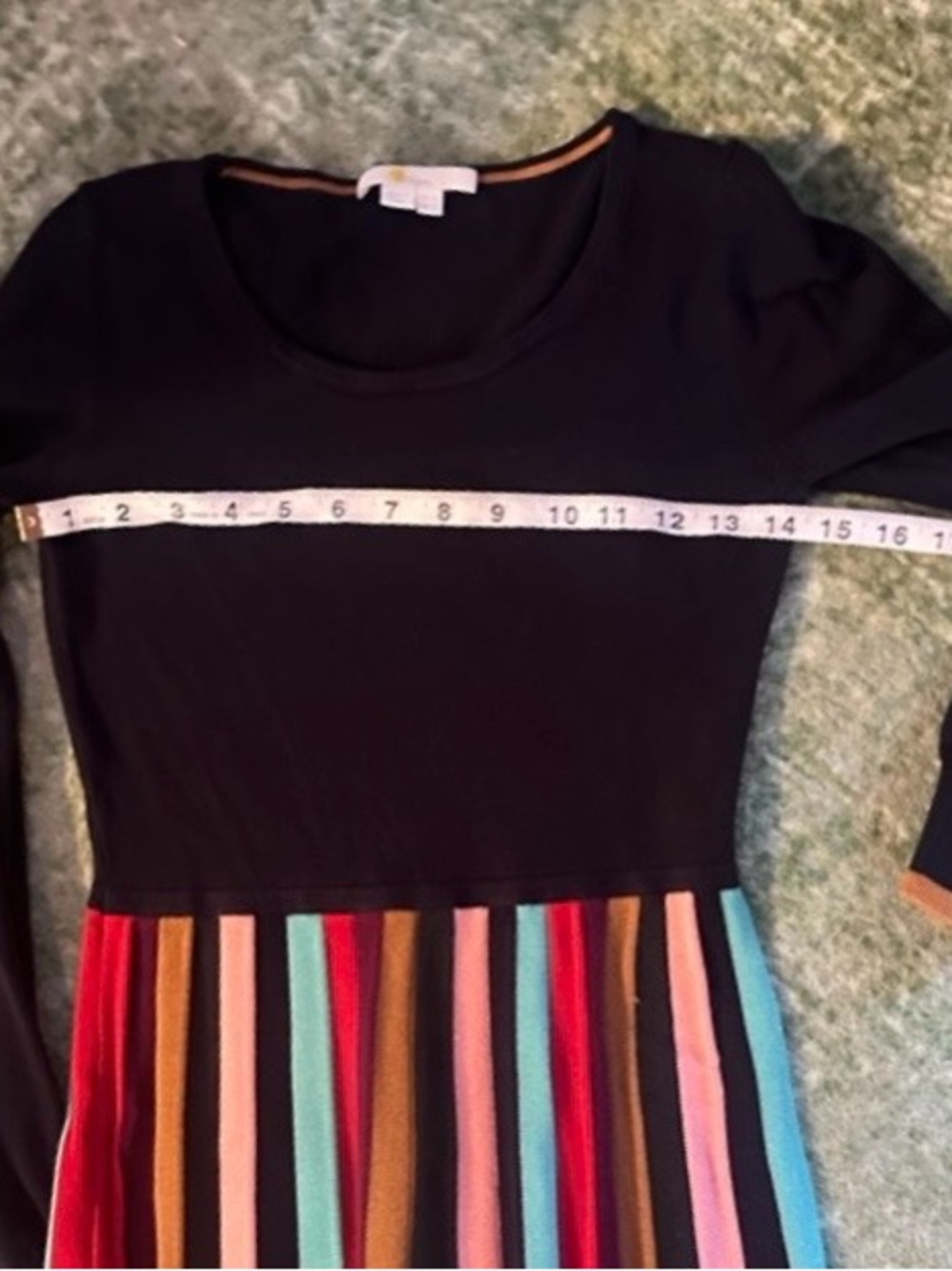 BODEN Margie Rainbow Fit & Flare Knit Midi Dress. Long-sleeve - Picture 5 of 10